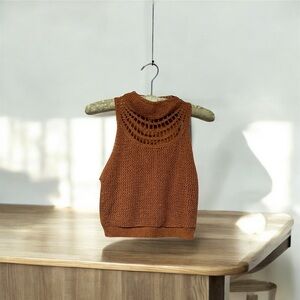BCBGMAXAZRIA Crochet Knit Tank Top – Sunbaked Rust | Size S | NWT